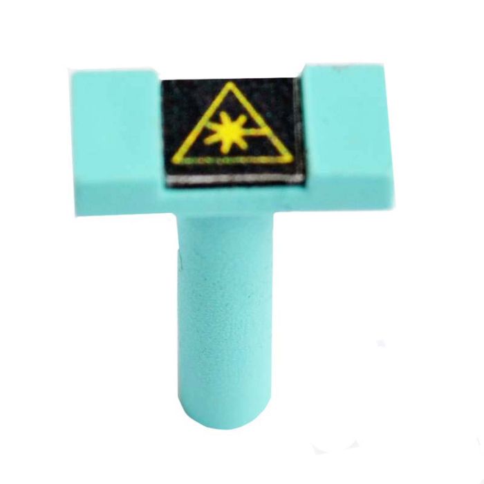 LC Fiber Optic Adapter Dust Cap with Laser Warning Label (Aqua) - 100 Pack