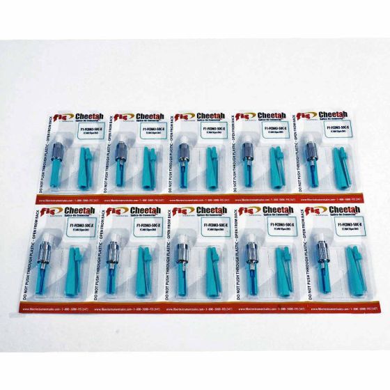 Splice-On Connector Cheetah FC PC Multimode 50um OM3 900um Aqua 10 Pack