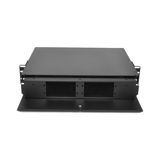 2RU Rack Mount Patch Housing - Single Sliding Tray, Holds 4 Adapter Panels