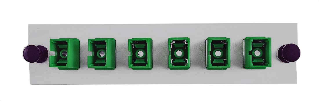 Adapter Plate 6-Pack SC Singlemode APC Green Adapters Loaded Off White