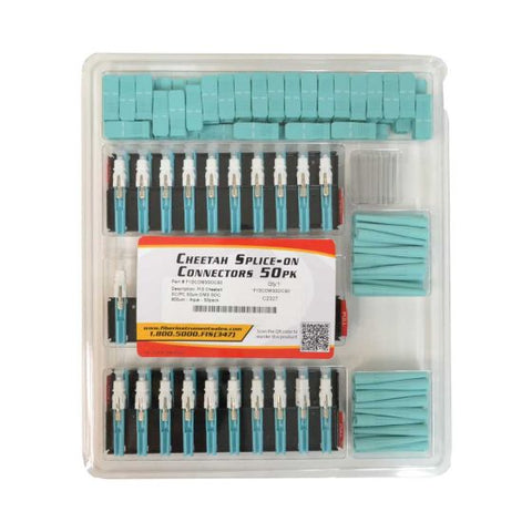 Splice-On Connector Cheetah SC/PC 50um OM3 SOC 900um Aqua - 50pk Clamshell