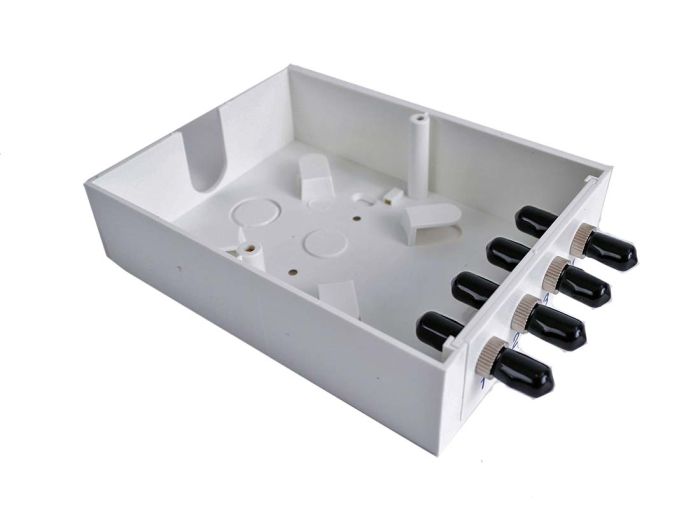 Wall Mount Box Holds (4) ST/FC Adapters White Unloaded