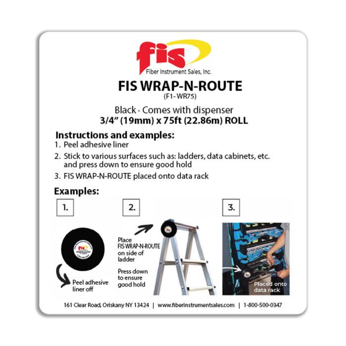 WRAP-N-ROUTE 75 Foot Roll, ¾ Inch Wide, with Center Core - Black