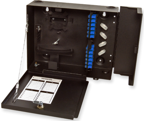 Wall Mount Enclosure Patch and Splice Holds (4) Adapter Plates Unloaded Black