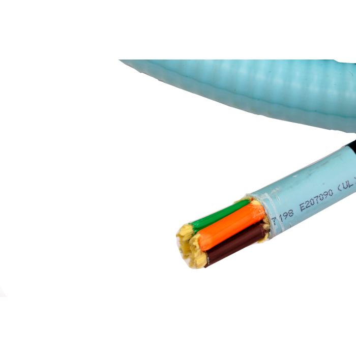 TLC 48 Fiber Multimode 50um OM3 ClearCurve Distribution Fiber Optic Cable with Aluminum Interlocking Armor Plenum Aqua (per meter)