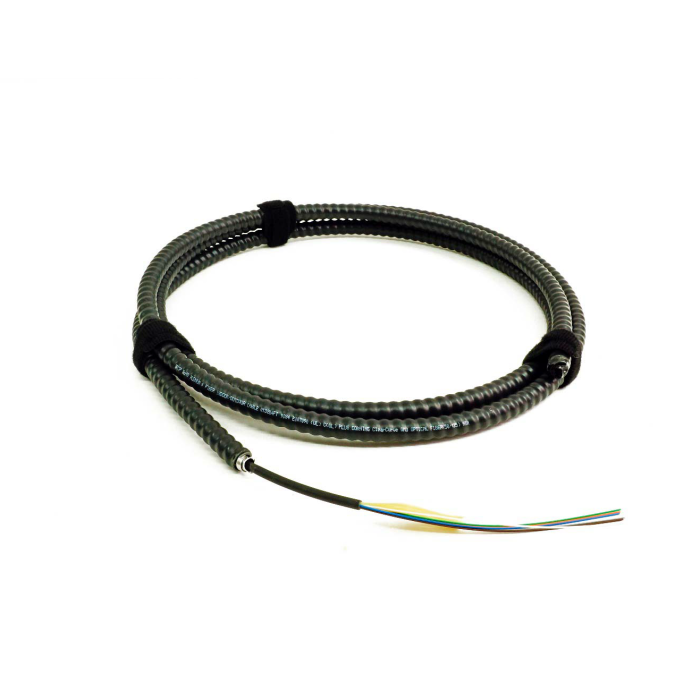 TLC Indoor/Outdoor Fiber Optic Cable with Aluminum Interlocking Armor 6 Fiber ClearCurve Multimode 50/125um OM3 Plenum Black (per meter)