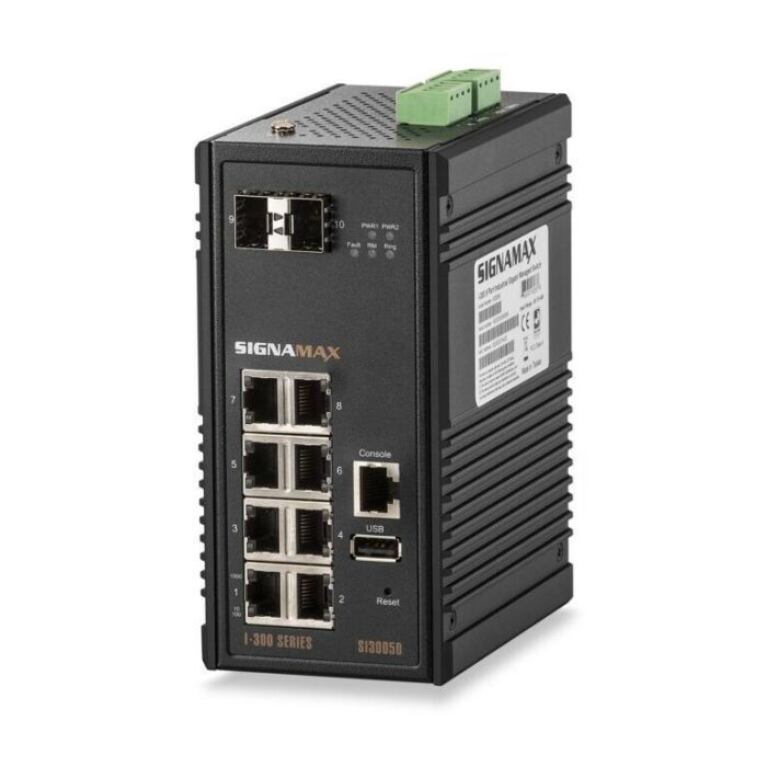 Signamax Media Switch 10/100/1000 Base T/TX (RJ45) 2-1000/GbE SFP Ports 8-Port Industrial Managed