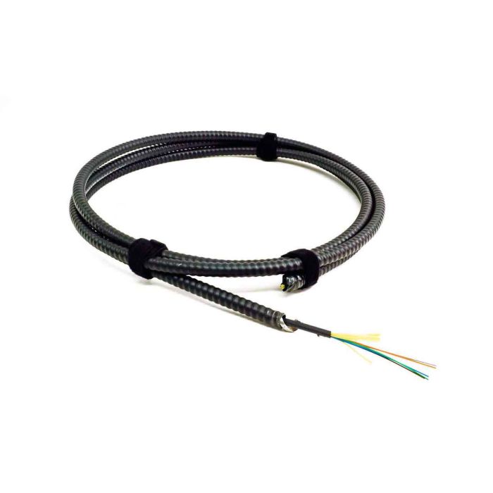 TLC Indoor Outdoor Fiber Optic Cable with Aluminum Interlocking Armor, 6 Fiber, Singlemode, Riser, Black (per meter)