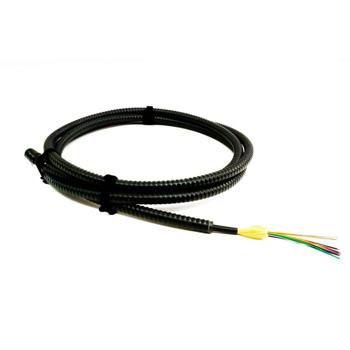 TLC Indoor/Outdoor Fiber Optic Cable with Aluminum Interlocking Armor, 24 Fiber, Singlemode, Plenum, Black (per meter) | Plus Corning SMF-28 Ultra Fiber