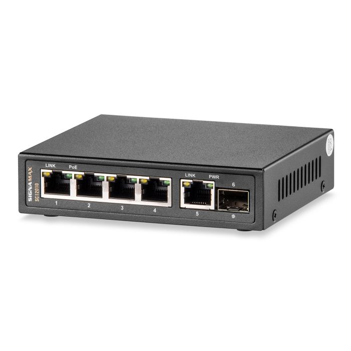 Signamax 4-Port 10/100/1000Base-T/TX PoE++ to 1-Gigabit SFP Managed Media Converter