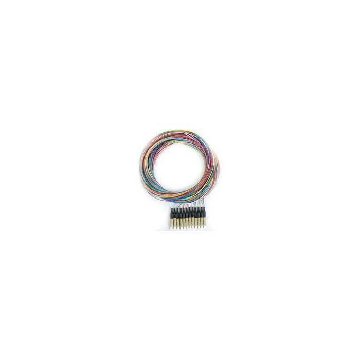 12 Fiber 900um Multimode 50um OM2 LC/PC Pigtail Pack, 3 Meters, Black Boot