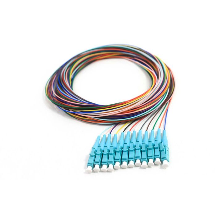 12 Fiber 900um Multimode 50um OM3 LC/PC Pigtail Pack, 3 Meters