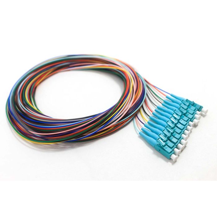 12 Fiber 900um Multimode 50um OM3 LC/PC Pigtail Pack, 3 Meters