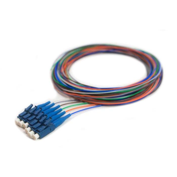900um Pigtail, 6 Fiber, Singlemode, LC/UPC, Blue Boots, 3 Meters
