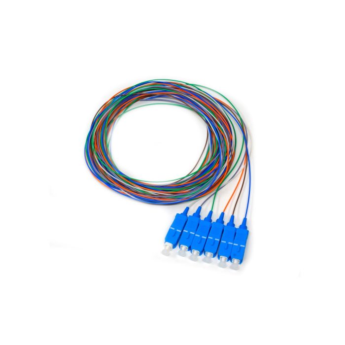 6 Fiber 900um SC/UPC Singlemode Pigtail Set, 3 Meters