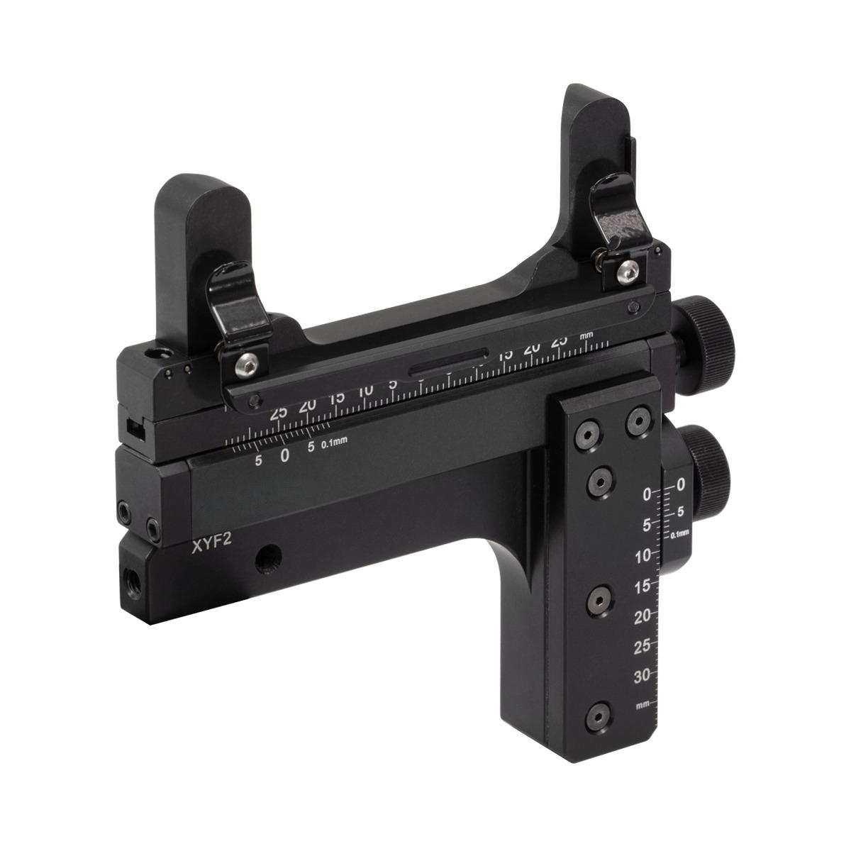 TH-XYF2 - XY Mount for 75.0 - 77.0 mm Wide, 25.0 - 77.0 mm Tall, 1.0 - 1.7 mm Thick Rectangular Optics, 8-32 Taps