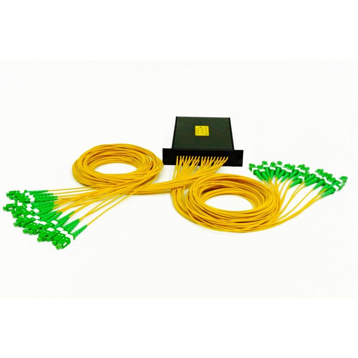 Optical Splitter Module PLC 1x32 1.6mm Jacketed 2 Meter Leads with SC/APC Connectors ½ LGX (0.875" H) Footprint