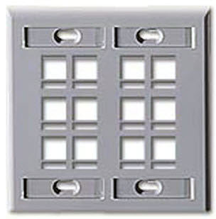 QuickPort Double Gang 12 Port Faceplate w/Designation Windows, Mfr Leviton