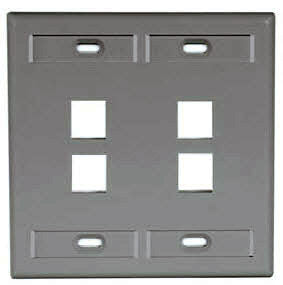 QuickPort Double Gang 4 Port Faceplate w/Designation Windows, Mfr Leviton