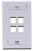 QuickPort Single Gang 4 Port Faceplate w/Designation Windows, Mfr Leviton