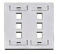 QuickPort Double Gang 6 Port Faceplate w/Designation Windows, Mfr Leviton