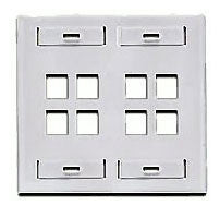 QuickPort Double Gang 8 Port Faceplate w/Designation Windows, Mfr Leviton