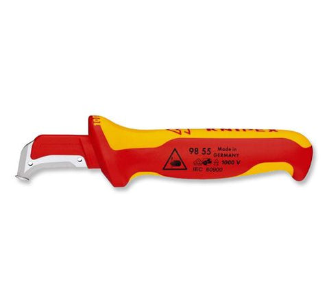 KNIPEX 9855 Insulated Stripping Knife w/Guide Shoe, 7-1/4"