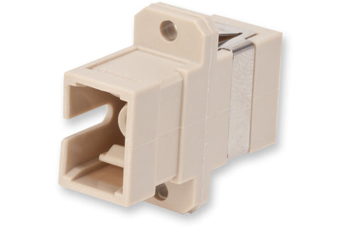Fiber Optic Adapter, SC, Full-Flange Mount, Ceramic Sleeve, 62.5 µm multimode (OM1), beige