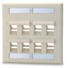 8 port Angled Double Gang Keystone Faceplate w/Labeling Windows, Mfr SIGNAMAX
