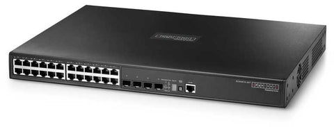Full Gigabit Ethernet 20+4 SFP combo ports and 2 10G uplink slots Layer 3 switch, rack 19"
