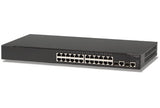 Fast Ethernet 24+2G combo ports, managed switch, rack 19"