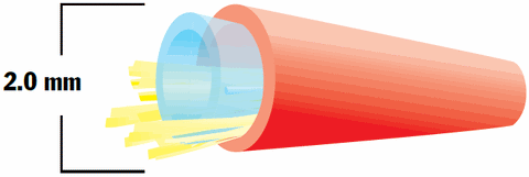 2.0mm Furcation Tube - Red Color - Accepts 900µm Tight Buffer Fiber