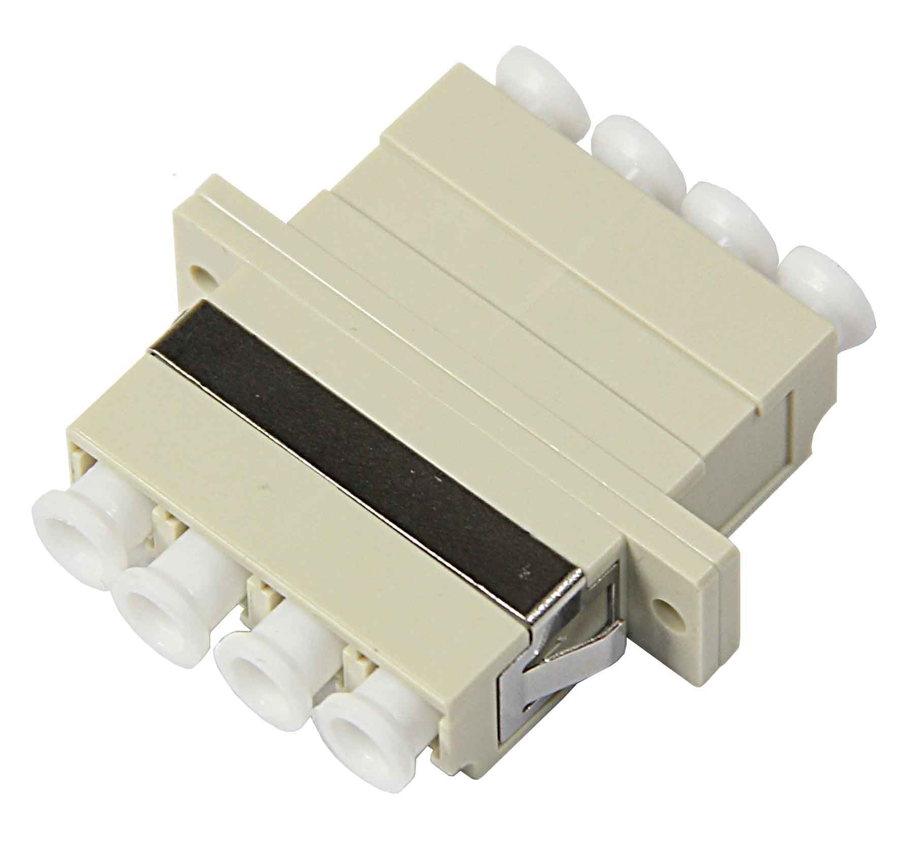 10Gig Quad Multimode LC Mating Sleeve, Beige Color, Duplex SC Footprint, Snap & Screw Mount