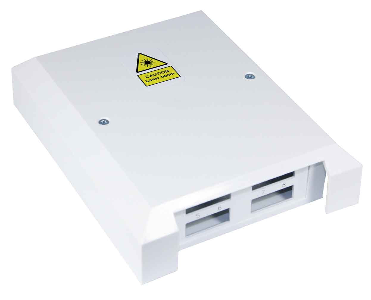 8-Port Wall Mount Box for (4) SC Duplex Adapters - Adapters not included