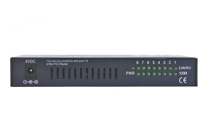 Media Switch SC Singlemode (1) Fiber Port & (7) 10/100 Twisted Pair Ports 8-Port
