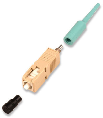 SIEMON XLR8 SC Connector, 50µm OM3 10G Laser Optimized MM Fiber, for  900µm fiber, Aqua Boot