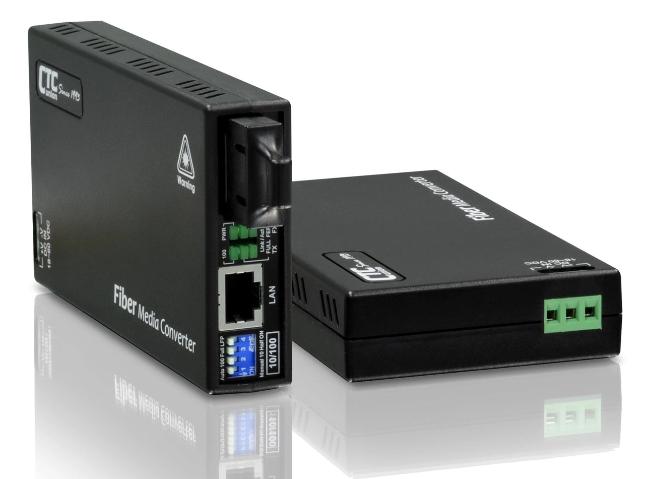 FMC-10-100-SC20A-DC48 Fast Ethernet single strand BiDi fiber media converter, SC 20Km A type, DC48V embedded PS