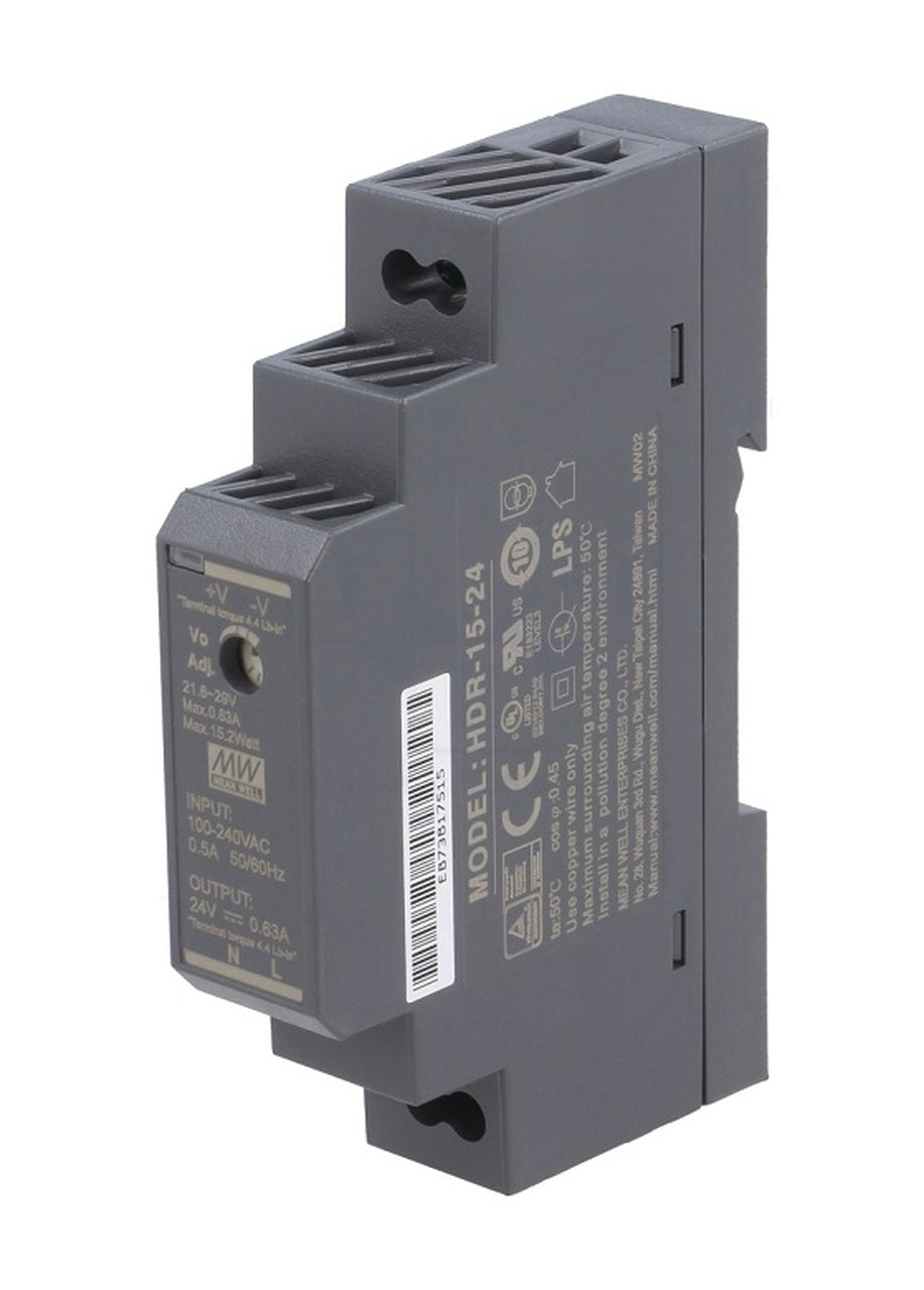 HDR-1524 AC to DC 24V 15W Industrial DIN rail power supply