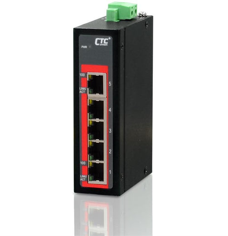 IFS-500C 5 port 10/100Base-TX Fast Ethernet compact Industrial switch, DIN rail mount
