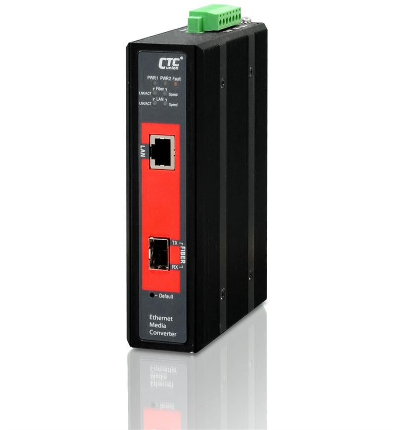 IMC-1000MS - Managed Gigabit Ethernet 10/100/1000Base-T to SFP slot industrial fiber media converter, 2.5kV isolation, -10-60 Celsius