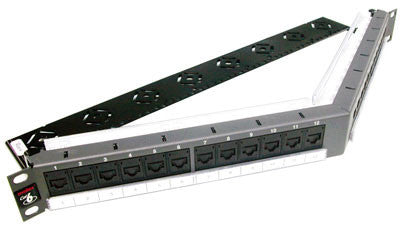 PowerCat Cat 6 24 port angled 1U w/cable management
