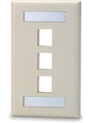3 port Single Gang Keystone Faceplate w/ Labeling Windows, Mfr SIGNAMAX