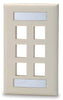 6 port Single Gang Keystone Faceplate w/ Labeling Windows, Mfr SIGNAMAX