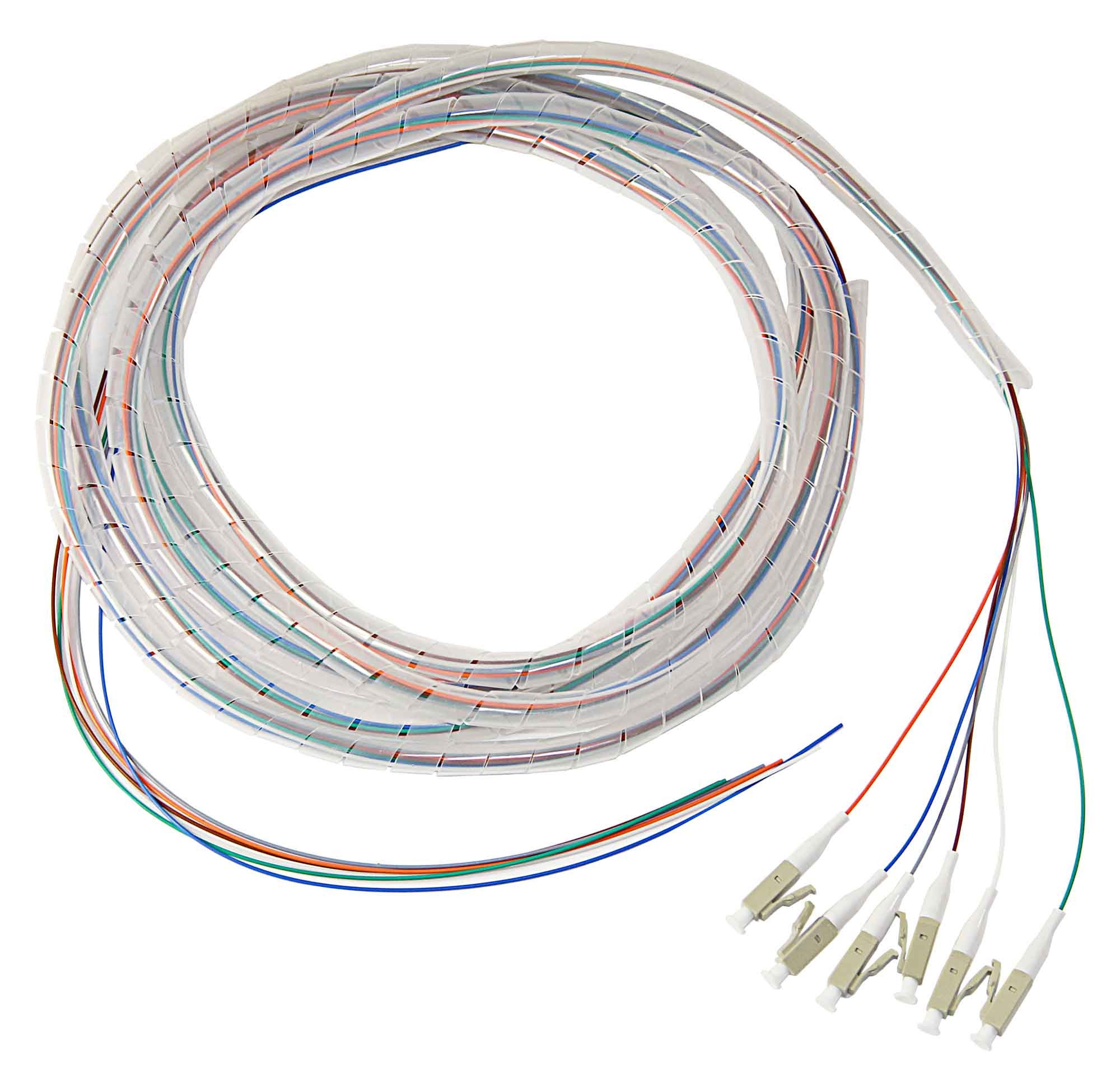62.5/125/900µm multimode LC/PC Color Coded Pigtails, 3 Meters (6 pcs/pack)