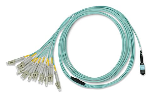 FiberXP MTP to LC 24-Fiber Optic Fan-out Cable OM3 Multimode, 5m
