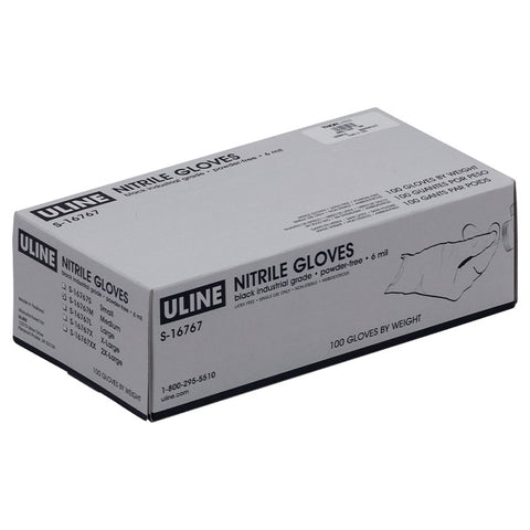 TH-MC10B-M - Medium Powder-Free Nitrile Gloves, Qty. 100 Gloves, Black