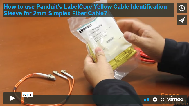 How to use Panduit's LabelCore Yellow Cable Identification Sleeve for 2mm Simplex Fiber Cable?