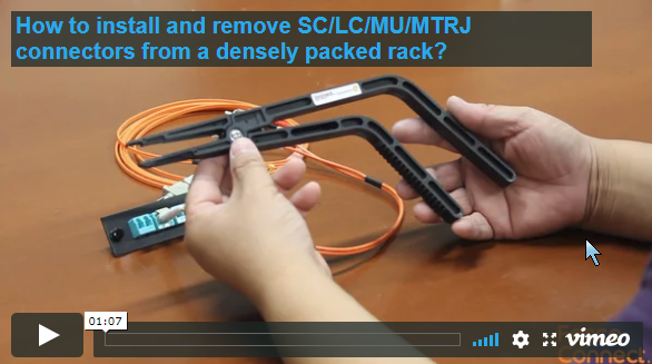 How to install and remove SC/LC/MU/MTRJ connectors on a densely packed rack?