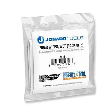 Jonard Tools FW-5 Wet Fiber Wipes, 5/Pk