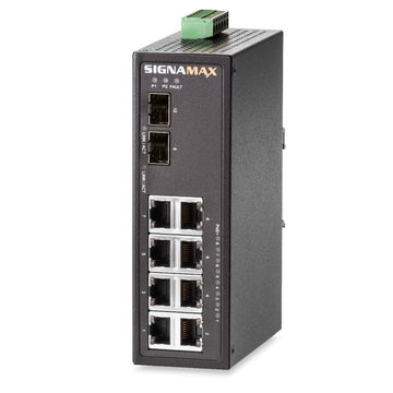 Signamax 8-Port 10/100/1000Base-T/TX Industrial PoE+ Switch with 2 SFP Ports